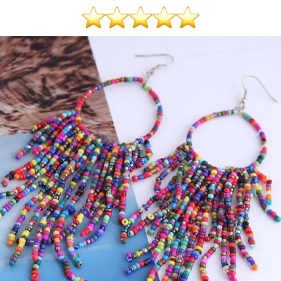 Boho Beaded Tassel Earrings Festival B0046 - Picture 2 of 8